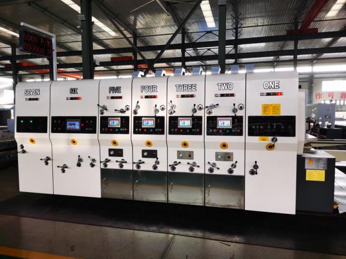 PRY-D1224 Kecepatan Tinggi Full Automatic 4 Color Flexo Printing Slotting Die Cutting Stacking Machine 3